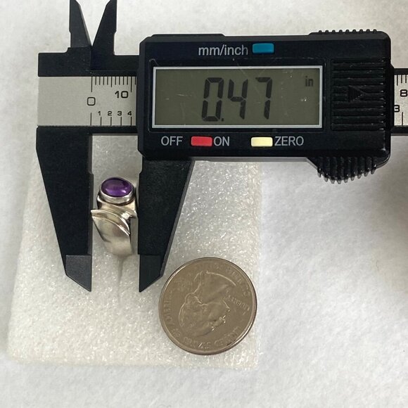 Sterling Silver 925 Asymmetric Oval Purple Amethyst Cabochon Ring Sz 5.75 - Picture 13 of 16